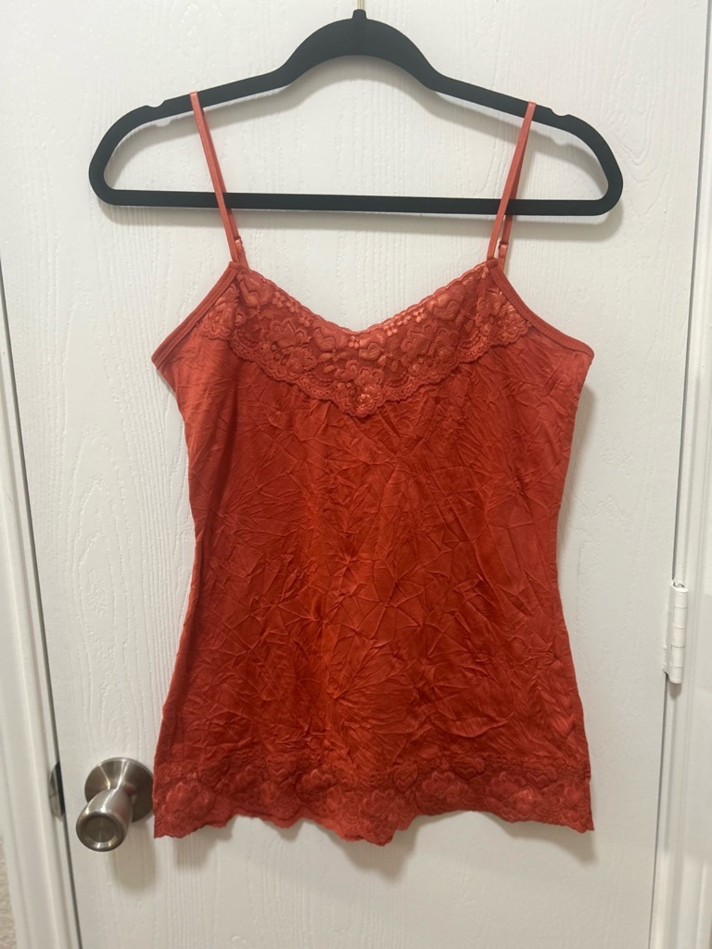 Maurices Rust Orange y2k lace crinkle layering cami tank size medium Whimsigoth